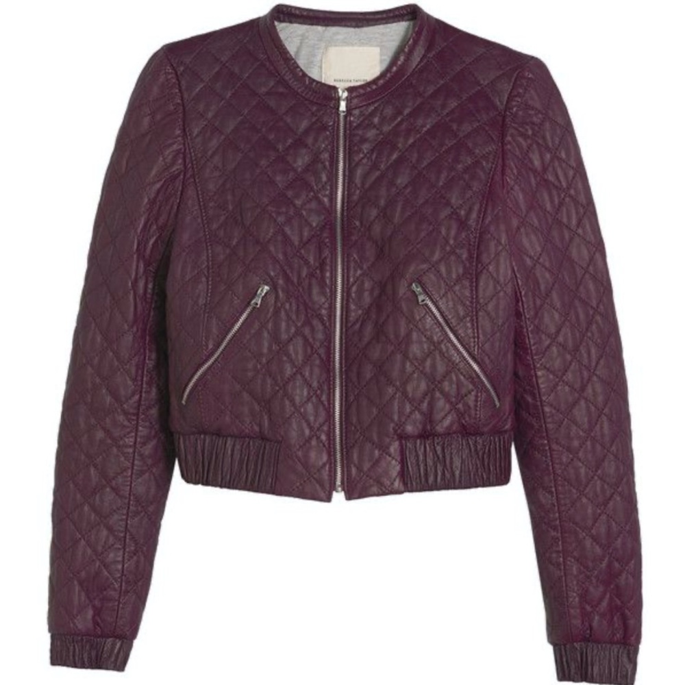 Rebbecca Taylor Quilted Leather Jacket Size 12